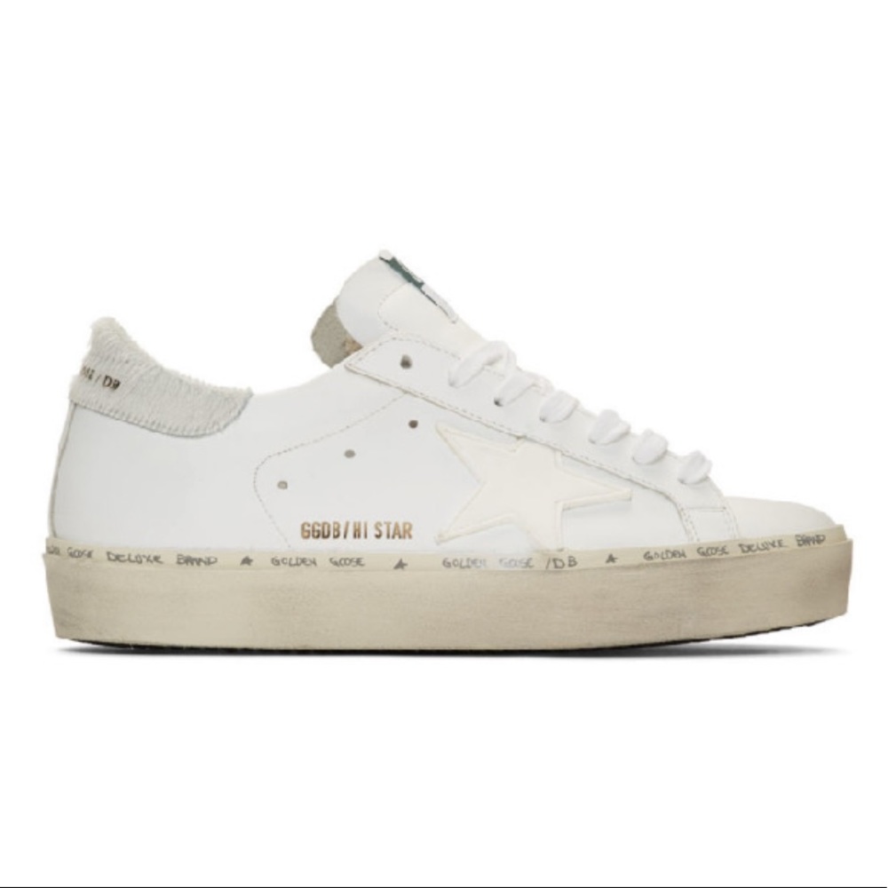 Golden Goose White Pony Hair Hi Star Sneakers